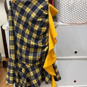 Vintage Yellow Plaid Ruffle Skirt